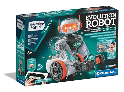 Clementoni - 56183 - Wissenschaft & Spiel - Evolution Roboter - Spielzeugroboter (Französisch, Niederländisch Sprache), Programmierbar, Roboter Interaktiv, Mint, Robotik, Lernspiele 8 Jahre, von Clementoni