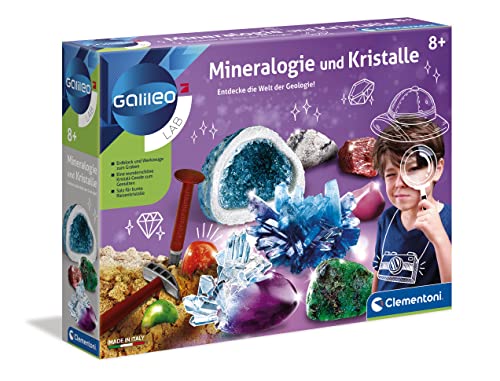 Galileo Lab Mineralogie und Kristalle Ausgrabungs-Set - Spiel für Kinder ab 8 Jahren - inkl. Grabungswerkzeuge und Kristall-Geode, 59005 von Clementoni von Clementoni