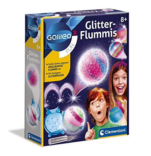 Clementoni Galileo Fun – Glitter Flummis, bunte & glitzernde Gummibälle zum Selbermachen, Experimentierkasten für zu Hause, Spielzeug für Kinder ab 8 Jahren von Clementoni 59032 von Clementoni