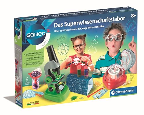 Clementoni Galileo Lab – Das Superwissenschaftslabor, 150 spannende Versuche für Zuhause, Labor mit Mikroskop & Zentrifuge, ideal als Geschenk, Spielzeug für Kinder ab 8 Jahren 59083 von Clementoni