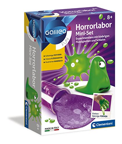 Clementoni Galileo Fun – Horrorlabor Mini-Set, Spielzeug für Kinder ab 8 Jahren, spannende & lustige Experimente mit dickflüssigen Substanzen, für kleine Chemiker von Clementoni 59114 von Clementoni
