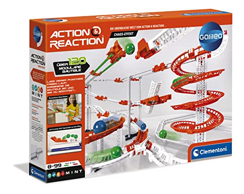 Clementoni 59126 Galileo Science – Action & Reaction Chaos-Effekt, Modellbausatz für eine Kugelbahn, mehrteiliges Motorikspielzeug, Spielzeug für Kinder ab 8 Jahren von Clementoni