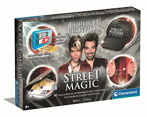 Clementoni Ehrlich Brothers Street Magic - Zauberkasten für Kinder ab 8 Jahren - Magisches Equipment für 40 verblüffende Zaubertricks inkl. 3D Erklärvideos - ideal als Geschenk 59299 von Clementoni