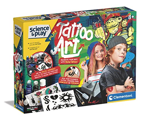 Clementoni 61544 Science & Play Fun Tattoo-Set, pädagogisches und wissenschaftliches Spielzeug, Geschenk für Kinder ab 8 Jahren, englische Version, Made in Italy von Clementoni