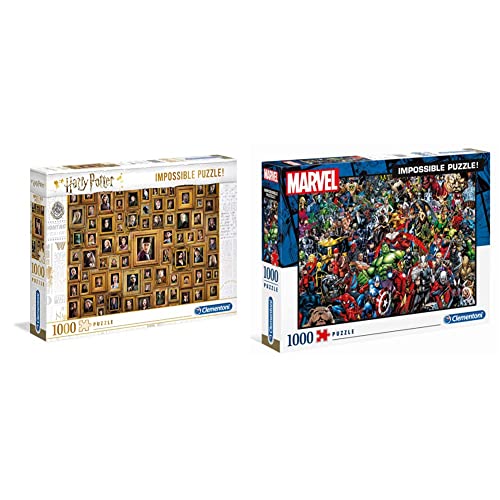 Clementoni 61881 Impossible Puzzle Harry Potter – Puzzle 1000 Teile ab 9 Jahren, Erwachsenenpuzzle mit Wimmelbild & 39411 Marvel Universe – 1000 Teile, ab 14 Jahren von Clementoni