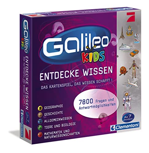 Clementoni Galileo Kids – Das große Wissens-Quiz, Frage-Antwort-Spiel ab 7 Jahren, lehrreiches Kartenspiel, Allgemeinwissen & Spaß für die ganze Familie von Clementoni 69159 von Clementoni