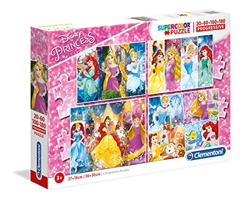 Clementoni 7721 Progressive Puzzle Princess – Puzzle 20 + 60 + 100 + 180 Teile ab 3 Jahren, Bunte Kinderpuzzle mit zunehmendem Schwierigkeitsgrad, Denkspiel für Kinder Clementoni 7721 Progressive Puzzle Princess – Puzzle 20 + 60 + 100 + 180 Teile ab 3 Jahren, Bunte Kinderpuzzle mit zunehmendem Schwierigkeitsgrad, Denkspiel für Kinder von Clementoni