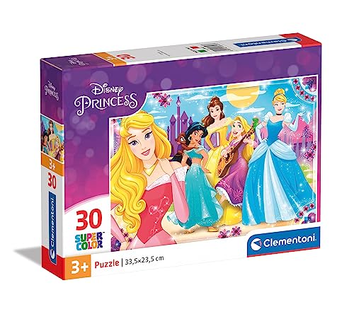 Clementoni 8503 Supercolor Princess – Puzzle 30 Teile ab 3 Jahren, buntes Kinderpuzzle mit besonderer Leuchtkraft & Farbintensität, Geschicklichkeitsspiel für Kinder von Clementoni