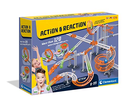 Clementoni 97856 Galileo Build – Action & Reaction Mega Set, Kugelbahn zum Zusammenbauen, Bausatz für Murmelspiel, Konstruktionsspielzeug für Kinder ab 8 Jahren Amazon Exclusive von Clementoni