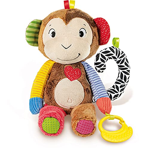 Clementoni - AFFE singt, Spiel, interaktives Lernen in Italienisch, elektronisches Spiel für Kinder 3 Monate, pädagogisches Plüschtier 100% waschbar, Mehrfarbig, 17673 von Clementoni