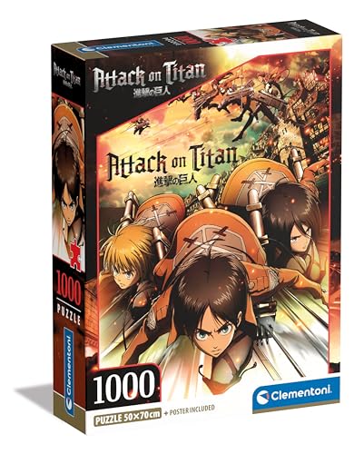 Clementoni Attack On Titans – 1000 Teile, Poster inklusive, Anime-Puzzle, Manga, Spaß für Erwachsene, Made in Italy, 39923, Mehrfarbig Clementoni Attack On Titans – 1000 Teile, Poster inklusive, Anime-Puzzle, Manga, Spaß für Erwachsene, Made in Italy, 39923, Mehrfarbig von Clementoni