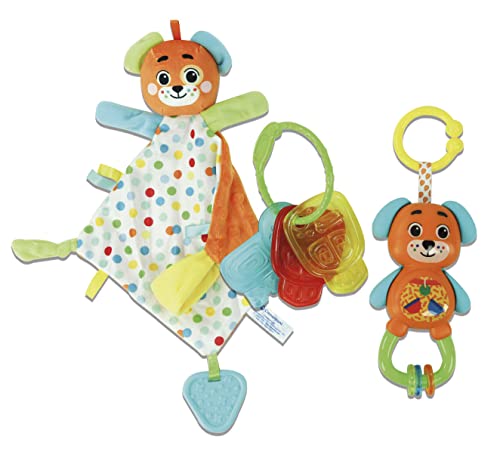 Clementoni - Baby Geschenkset: Puppy Doudou, Kauschlüssel & Rassel, sensorisches Spiel für Neugeborene & Säuglinge (0+ Monate) von Clementoni