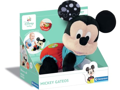 Clementoni Baby Mickey Gateos - Interaktives Plüschtier für Babys, mit dem Sie Ihre ersten Schritte Machen - lehrt Zahlen und Tiergeräusche - ab 6 Monaten - hergestellt in Italien - 55573 von Clementoni