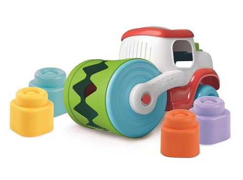 Clementoni Soft Clemmy – Touch And Play Sensory Steamroller, Kinder 12+ Monate, LKW Ordner 8 Bausteine, Spiel für die erste Kindheit, entwickelt Geschicklichkeit und taktile Wahrnehmung, Made in Italy von Clementoni