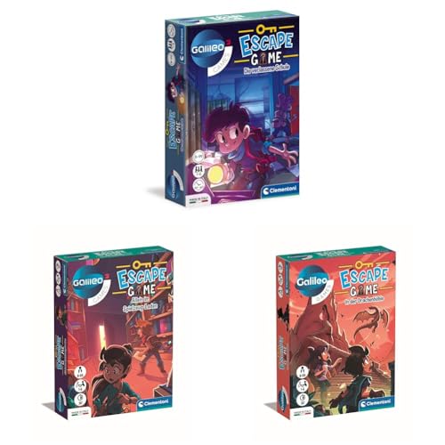 Clementoni Bundle Escape Games - Die verlassene Schule + Allein im Spielzeug-Laden + In der Drachenhöhle - Escape Spiele für Kinder ab 8 Jahren - Gesellschaftsspiel & Familienspiel von Clementoni