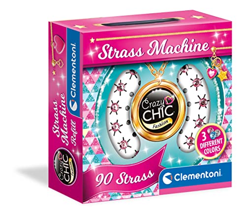 Clementoni Clementoni-18728-Crazy Chic-Refill Strass-Nachfüllmaschine Edelsteine (3 Farben), glitzernde Edelsteine, Strasssteine, DIY Sticker, Mädchen 7 Jahre, mehrfarbig, mittel von Clementoni