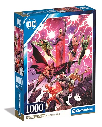 Clementoni 39853 DC Comics Justice League – 1000 Teile, vertikal, Spaß für Erwachsene, Puzzle, Superhelden, Made in Italy, Mehrfarbig von Clementoni