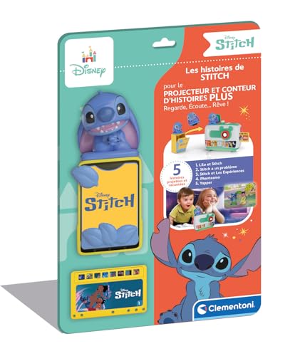 Clementoni | Die Geschichten von Stitch – Nachfüllpack für Projektor & Geschichtenerzähler Plus | Speicherfigur | 5 Wanddisketten | 5 gespeicherte Geschichten | kompatibles Disney-Zubehör von Clementoni