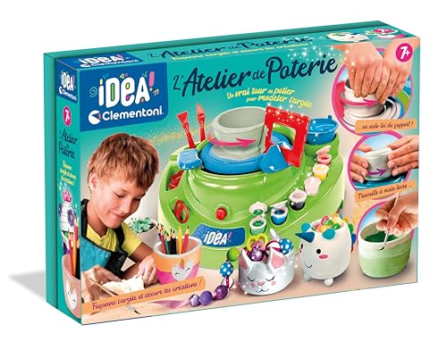 Clementoni | Die Töpferwerkstatt – Elektrische Töpferdrehmaschine für Kinder ab 7 Jahren | Komplettes Set mit Ton, Farbe, Formen und Werkzeugen | Kreative Handarbeit | Künstlerisches Geschenk von Clementoni