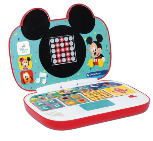 Clementoni - Disney Baby Mickey-Mein erster Laptop, elektronisches Lerncomputer, tragbar, Aktivitäten zum Lernen von Buchstaben & Zahlen, Kinder ab 9 Monaten, Farbe Italienisch, 17834 von Clementoni