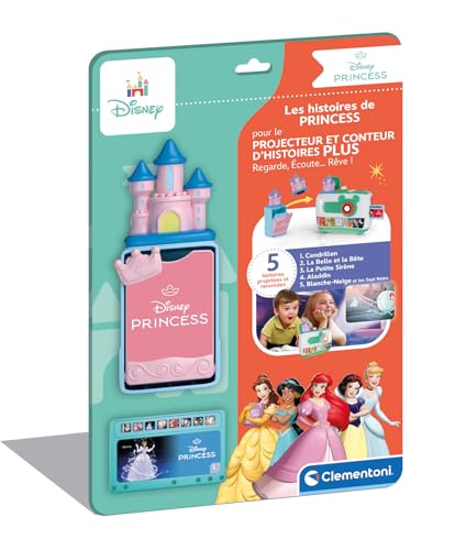 Clementoni | Disney – Die Geschichten der Prinzessinnen für Kinder 2+ | Nachfüllpack für Projektor Geschichtenerzähler Plus | 5 erzählte und projizierte Geschichten | Figur Schloss inklusive | Disney von Clementoni
