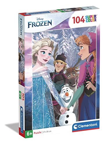 Clementoni 25742 Supercolor Disney Frozen-Puzzle 104 Teile Ab 6 Jahren, Buntes Kinderpuzzle Mit Besonderer Leuchtkraft & Farbintensität, Geschicklichkeitsspiel Für Kinder von Clementoni