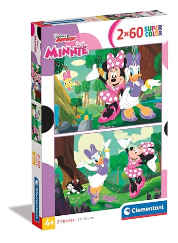 Clementoni 24815 Supercolor Disney Minnie – 2 x 60 (inkl. 2 60 Teilen) Kinder 4 Jahre, Cartoon-Puzzle, hergestellt in Italien, Mehrfarbig von Clementoni
