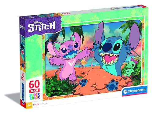 Clementoni Disney Stitch - Puzzle 60 Maxi Teile ab 4 Jahren - buntes Kinderpuzzle mit besonderer Leuchtkraft & Farbintensität - Geschicklichkeitsspiel für Kinder 26596 von Clementoni
