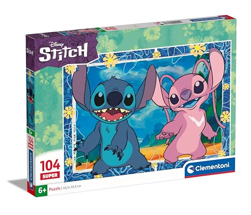 Disney Stitch Puzzle mit 104 Super-Teilen für Kinder ab 6 Jahren, buntes Kinderpuzzle mit besonderer Leuchtkraft, 27573 von Clementoni von Clementoni