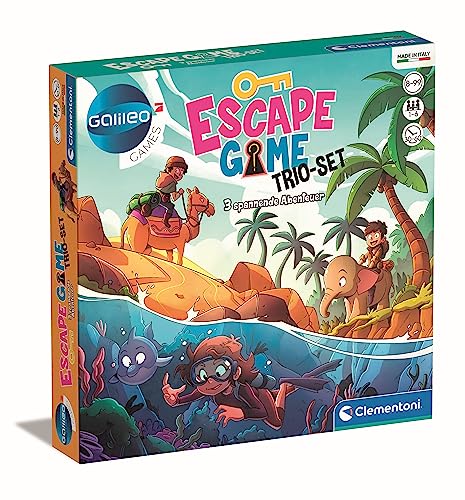 Clementoni Galileo Escape Games Trio-Set - 3 Abenteuer in der Wildnis, Gesellschaftspiel zum Rätseln mit Hinweiskarten, Familienspiel ab 8 Jahren, 59353 von Clementoni