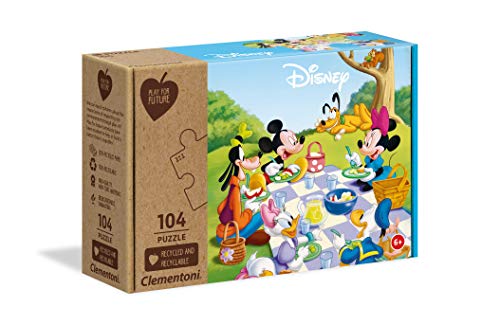Clementoni 27153 Play for Future Mickey Mouse – Puzzle 104 Teile ab 6 Jahren, Kinderpuzzle aus recyceltem & recycelbarem Material, Denkspiel für Kinder von Clementoni
