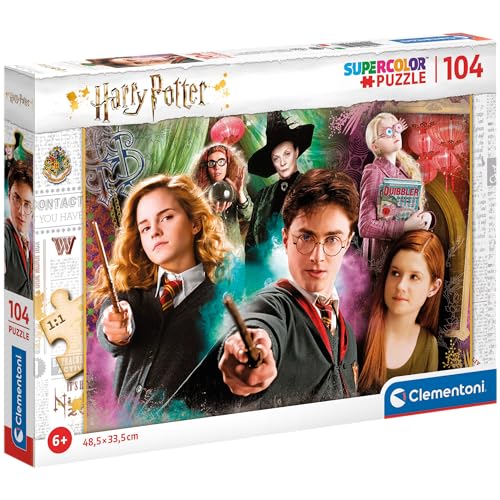 Clementoni 25712 Supercolor Harry Potter – Puzzle 104 Teile ab 6 Jahren, buntes Kinderpuzzle mit besonderer Leuchtkraft & Farbintensität, Geschicklichkeitsspiel für Kinder von Clementoni