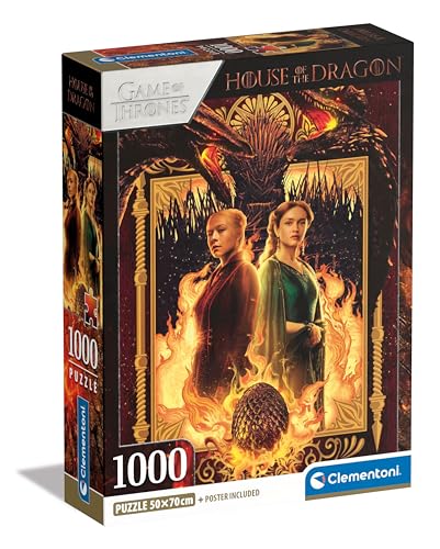 Clementoni House of The Dragon – 1000 Teile – Puzzle, Poster, TV-Serie, Spaß für Erwachsene, Made in Italy, 39903, Mehrfarbig von Clementoni