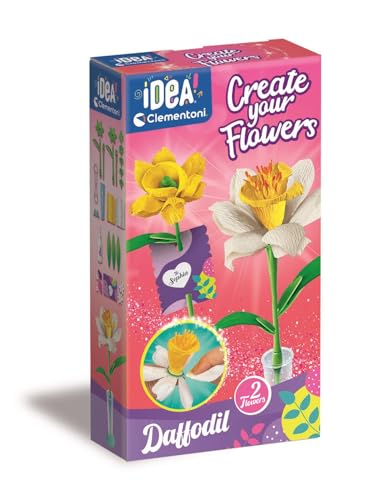 Clementoni Idea – Create Your Flowers, Kreativ-Set zum Zusammenstellen von Blumen, Kinder ab 8 Jahren, mit 2 Narzissen aus Papier zum Zusammenbauen und Personalisieren, Geschenkidee Spiel Made in von Clementoni
