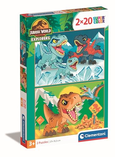 Clementoni Jurassic World Kinder Puzzle 2 x 20 Teile - Jurassic World Puzzle 27 x 19 cm für Kinder ab 3 Jahre - Geschicklichkeitsspiel von Clementoni 24810 von Clementoni