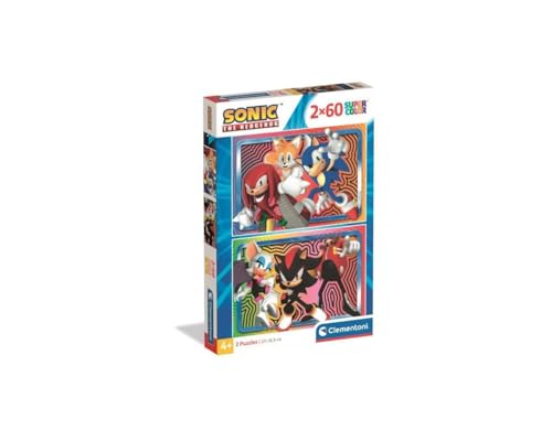 Clementoni Puzzle 2x60 Sonic 120 Stücke - für Kindern 4-6 Jahre, Cartoon, Geschenk für Kinder, Made in Italy, 24821 von Clementoni