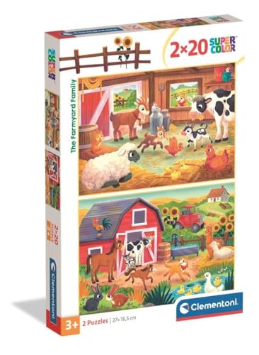 Clementoni - Kinderpuzzle 2 x 20 Stück Supercolor, für Kinder ab 3 Jahren, Tierillustration, Bauernhoffamilie, Geschenkidee, Made in Italy, 27 x 19 cm, 24818 Clementoni - Kinderpuzzle 2 x 20 Stück Supercolor, für Kinder ab 3 Jahren, Tierillustration, Bauernhoffamilie, Geschenkidee, Made in Italy, 27 x 19 cm, 24818 von Clementoni