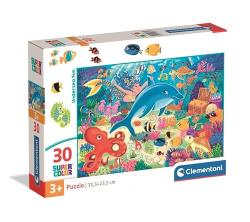 Clementoni - Kinderpuzzle 30 Teile Supercolor, für Kinder 3+ Jahre, Illustration Tiere Undersea Fun, Geschenkidee, Made in Italy, 33,5 x 23,5 cm, 20837 Clementoni - Kinderpuzzle 30 Teile Supercolor, für Kinder 3+ Jahre, Illustration Tiere Undersea Fun, Geschenkidee, Made in Italy, 33,5 x 23,5 cm, 20837 von Clementoni