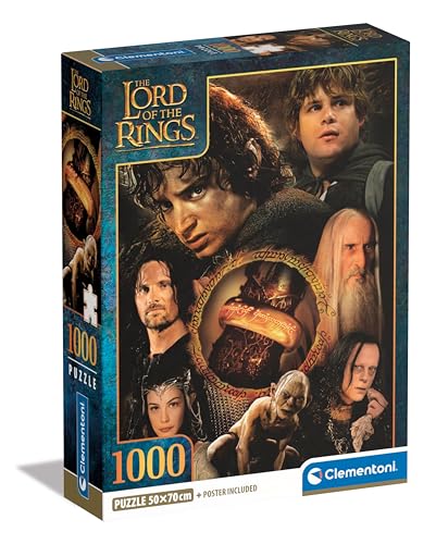 Clementoni Lord of The Rings Rings-1000 Teile-Erwachsenenpuzzle, Poster inklusive, Puzzle berühmte Filme, Spaß für Erwachsene, Made in Italy, 39907, Mehrfarbig von Clementoni
