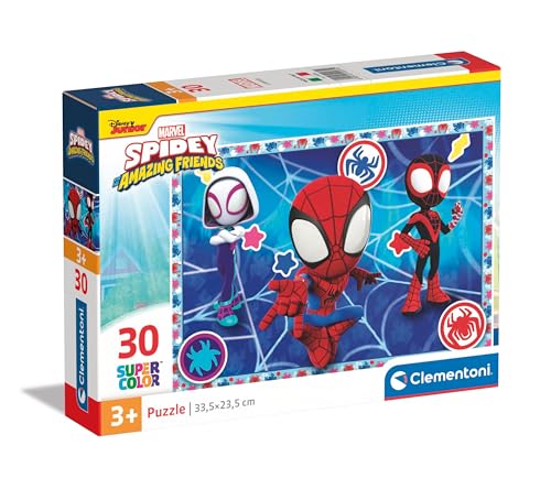 Clementoni 20285 Supercolor Marvel Spidey and His Amazing Friends – 30 Teile Kinder 3 Jahre, Cartoon-Puzzle, hergestellt in Italien, Mehrfarbig von Clementoni