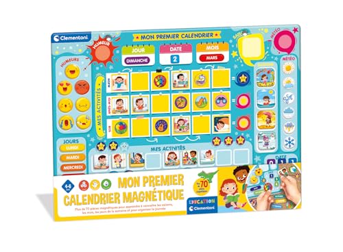 Clementoni | Mein erster magnetischer Kalender für Kinder 4-6 Jahre | 70 Magnete | Lernen Tage, Monate, Jahreszeiten, Wetter, Stimmungen | Autonomie und Wortschatz | Geschenkidee von Clementoni