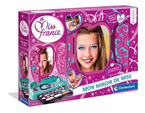 Clementoni- Miss France-Le Spiegel Make-up-Set für Mädchen, französische Version, 6 Jahre und mehr, 52502, Mehrfarbig von Clementoni