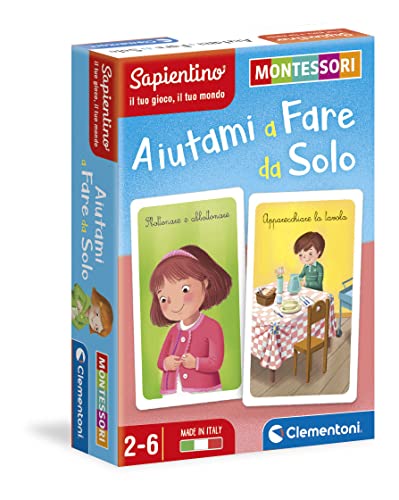 Clementoni Karten Helfen Sie Mir, Montessori Solo zu Machen, 2 Jahre (italienische Version), Lernspiel – Made in Italy, Mehrfarbig, 16318 von Clementoni