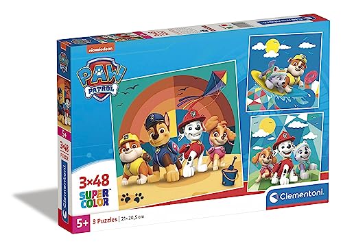 Clementoni 25291 Supercolor Paw Patrol-3 Puzzle mit 48 Teile Ab 5 Jahren, Buntes Kinderpuzzle Mit Besonderer Leuchtkraft & Farbintensität, Geschicklichkeitsspiel Für Kinder von Clementoni