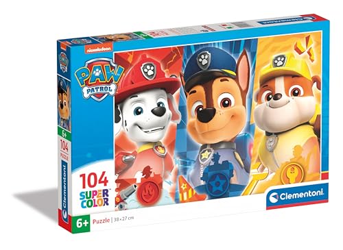 Clementoni 25769 Supercolor Paw Patrol – 104 Teile Kinder 6 Jahre, Cartoon-Puzzle, hergestellt in Italien, Mehrfarbig von Clementoni