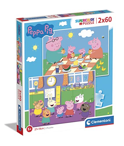 Clementoni 24793 Supercolor Peppa Pig-2 60 Teile-Puzzle Für Kinder Ab 5 Jahren, Made In Italy, Mehrfarbig, M von Clementoni