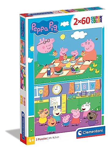 Clementoni 24793 Supercolor Peppa Pig-2 60 Teile-Puzzle Für Kinder Ab 5 Jahren, Made In Italy, Mehrfarbig, M von Clementoni