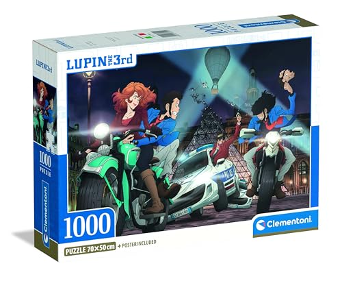 Clementoni Puzzle Lupin III 1000 Stücke, Compact Box - Puzzle für Erwachsene 14-99 Jahre, Geschenk für Mann und Frau, Made in Italy, 37055 von Clementoni