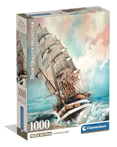 Clementoni - Puzzle 1000 Teile für Erwachsene und Jugendliche, Kollektion, Thema Amerigo Vespucci, Compact Box mit Poster, Maritime Illustration mit Galeone, Made in Italy, 70 x 50 cm, 39948 Clementoni - Puzzle 1000 Teile für Erwachsene und Jugendliche, Kollektion, Thema Amerigo Vespucci, Compact Box mit Poster, Maritime Illustration mit Galeone, Made in Italy, 70 x 50 cm, 39948 von Clementoni