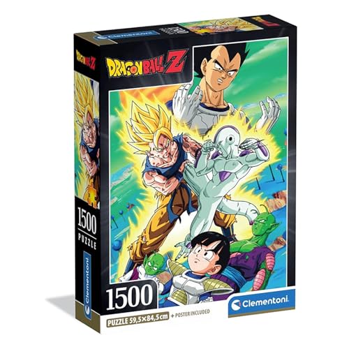 Clementoni - Puzzle 1500 Teile für Erwachsene und Jungen, Illustration Dragon Ball mit Poster inklusive, aus der Anime-Serie, Compact Box, Geschenkidee für Damen und Herren, Made in Italy, 59,5 x 84,5 von Clementoni